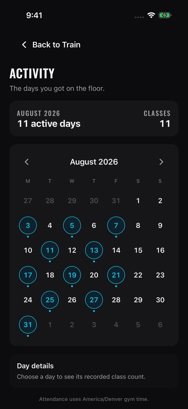 After you go back a month, the summary names the month and the right arrow works again.