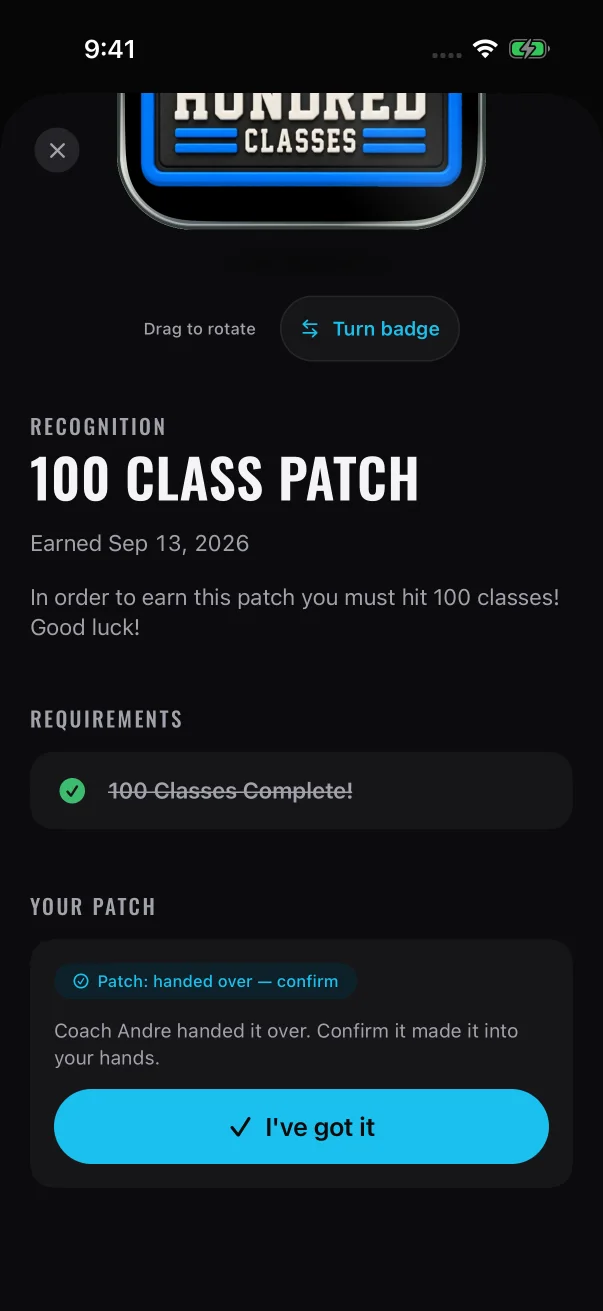 "Your patch" asks you to confirm the patch made it into your hands.