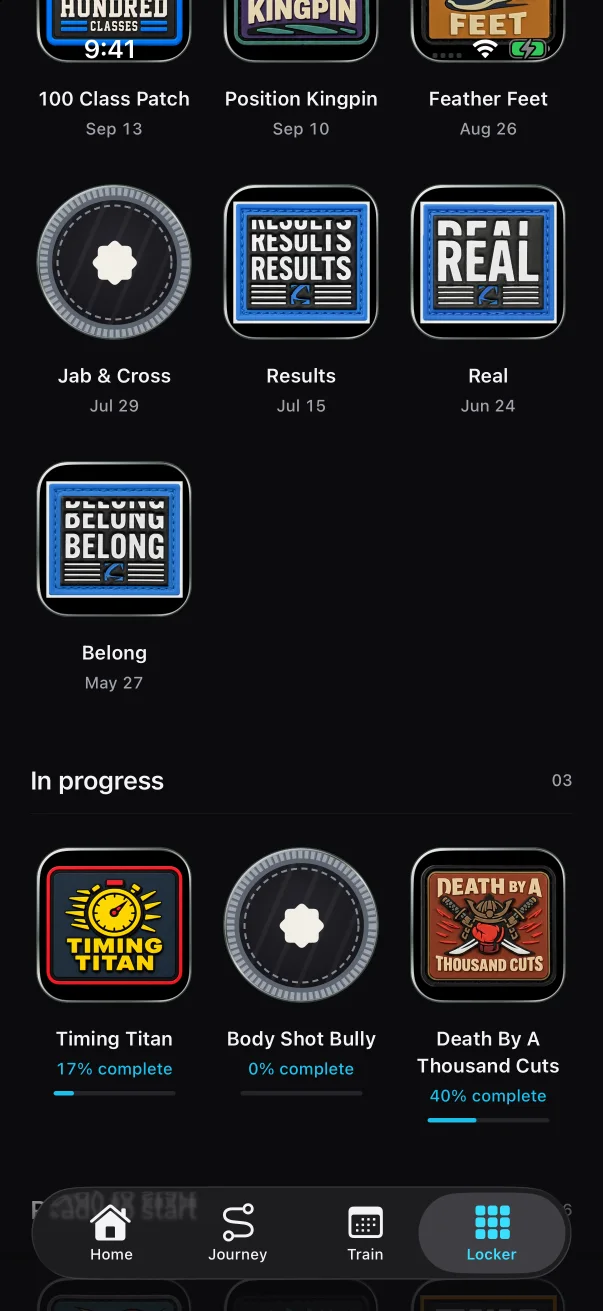 Further down, each patch you're working on shows how complete it is, with a small bar under the percentage.