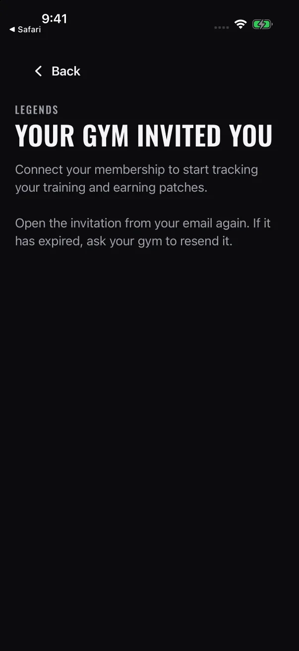 If the app opens without your invitation, go back to the email and tap the link again.