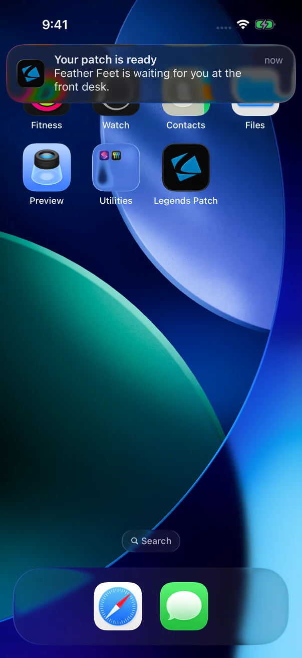 The ready notification names the patch that's waiting for you.