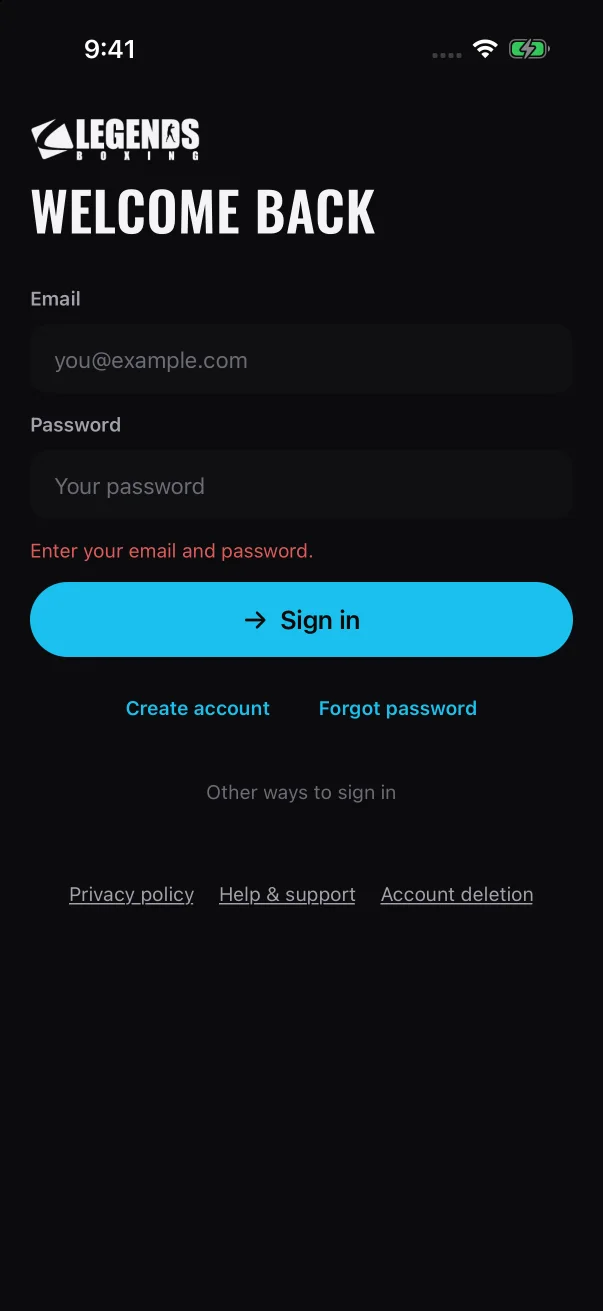 Messages appear in red above the Sign in button.