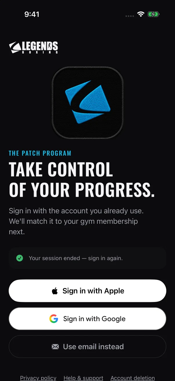 A notice card sits above the sign-in buttons and explains why you were signed out.