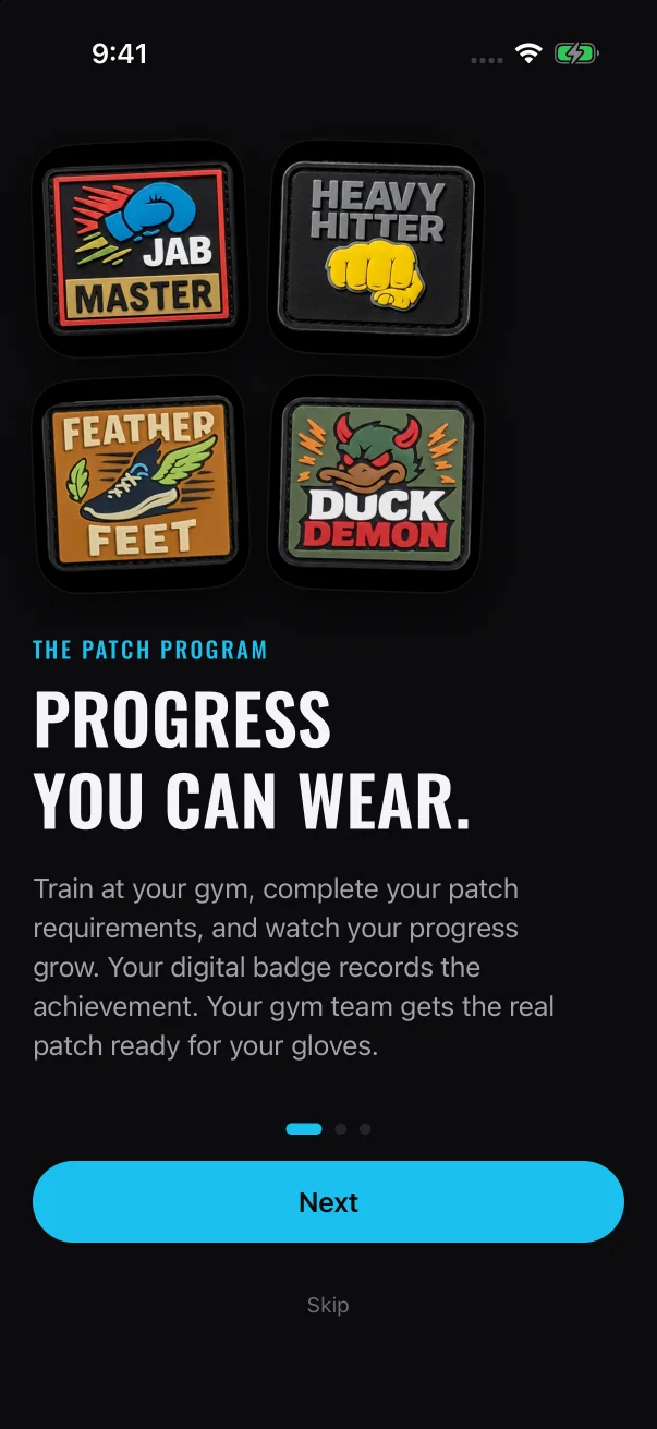 The first time you open the app, the opening slide sums up the program in one line: "Progress you can wear."